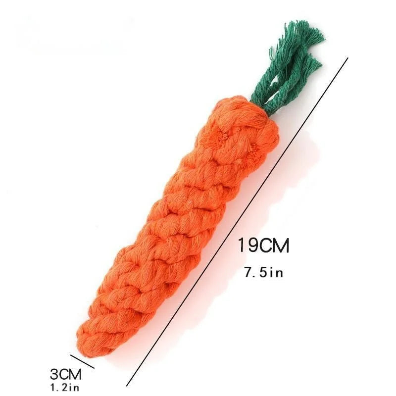 Zabawka Marchewka z Liny Bawełnianej dla Psa i Kota – Gryzak & Czyszczenie Zębów | 19cm