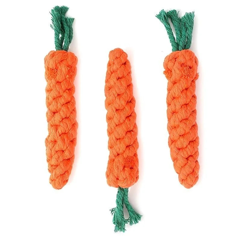 Zabawka Marchewka z Liny Bawełnianej dla Psa i Kota – Gryzak & Czyszczenie Zębów | 19cm