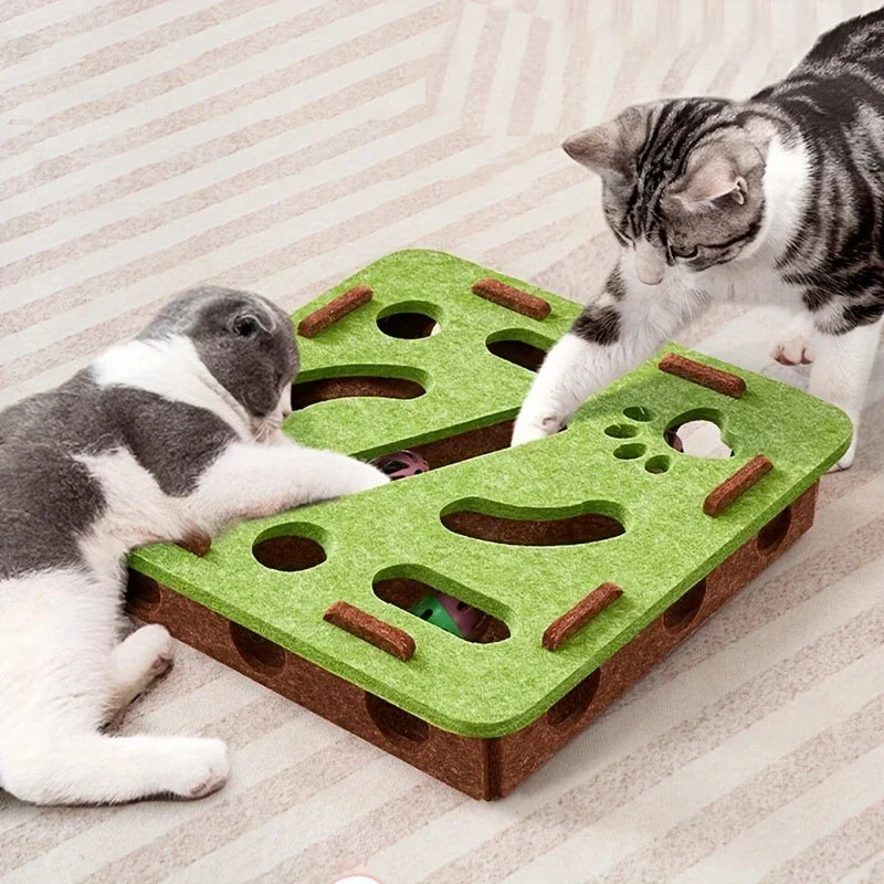 Interaktywna Zabawka Puzzle dla Kota z Filcu – Tunel, Labirynt i Dzwoneczek