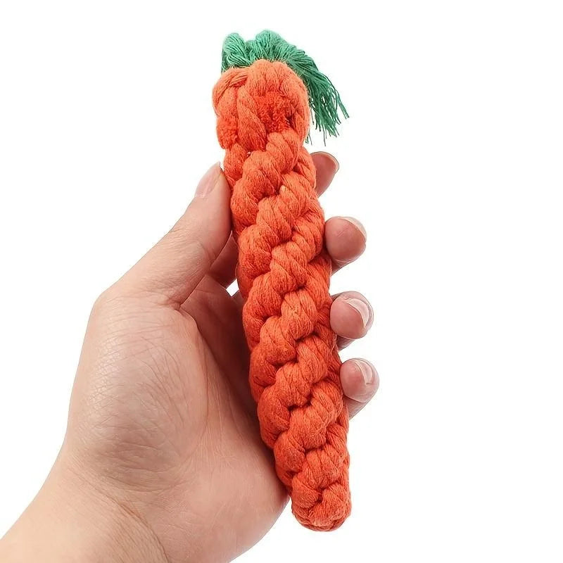 Zabawka Marchewka z Liny Bawełnianej dla Psa i Kota – Gryzak & Czyszczenie Zębów | 19cm