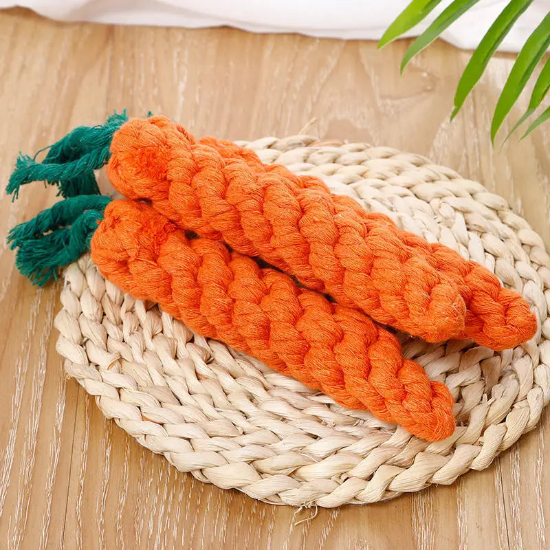 Zabawka Marchewka z Liny Bawełnianej dla Psa i Kota – Gryzak & Czyszczenie Zębów | 19cm