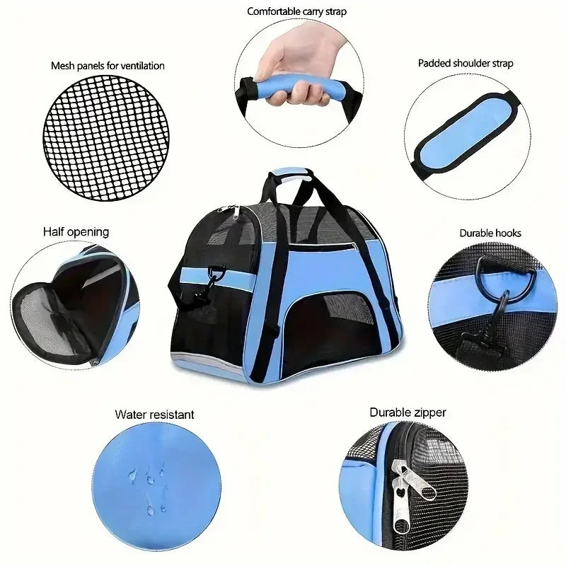 Torba transportowa dla kota z siatką mesh – oddychająca, składana | Rozmiary S/M/L